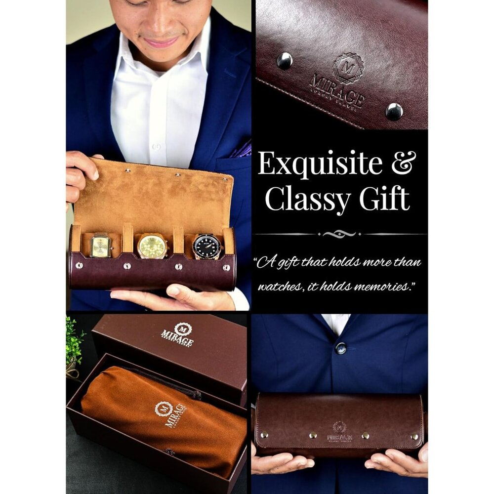 Watch Travel Case for Men Watch Roll for Travel Organizer and Display Watch Case - Picture 2 of 8